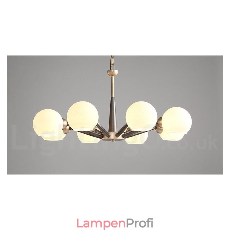 Rustikaler Kronleuchter im Retro-Vintage-Stil „Magic Bean“ mit mehrfarbigen Glasschirmen