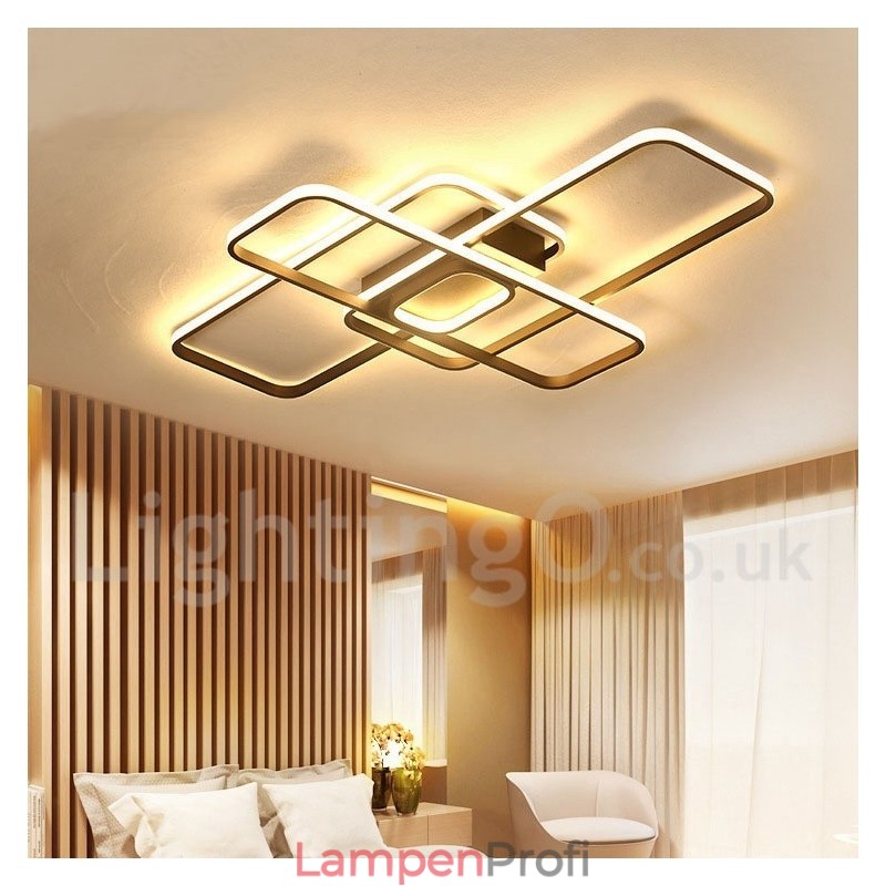 Moderne Deckenleuchte mit zeitgenössischer Aluminium-Malerei, Unterputzleuchte mit Ferndimmer, kann auch als Wandleuchte verwendet werden