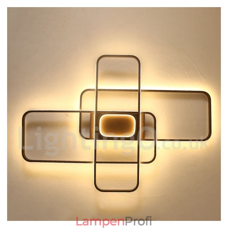 Moderne Deckenleuchte mit zeitgenössischer Aluminium-Malerei, Unterputzleuchte mit Ferndimmer, kann auch als Wandleuchte verwendet werden