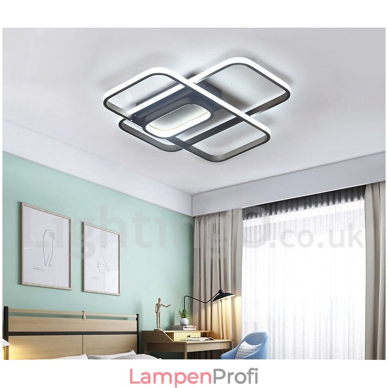 Moderne Deckenleuchte mit zeitgenössischer Aluminium-Malerei, Unterputzleuchte mit Ferndimmer, kann auch als Wandleuchte verwendet werden