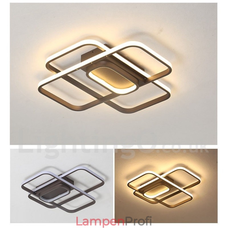 Moderne Deckenleuchte mit zeitgenössischer Aluminium-Malerei, Unterputzleuchte mit Ferndimmer, kann auch als Wandleuchte verwendet werden