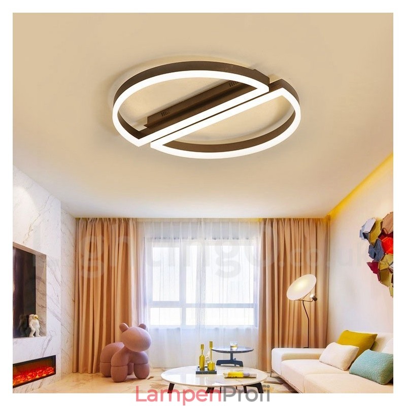 Runde, moderne Deckenleuchte aus Aluminium, Unterputzleuchte mit Ferndimmer, kann auch als Wandleuchte verwendet werden