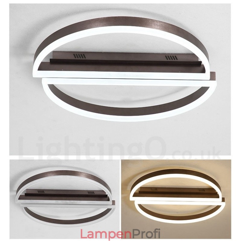 Runde, moderne Deckenleuchte aus Aluminium, Unterputzleuchte mit Ferndimmer, kann auch als Wandleuchte verwendet werden