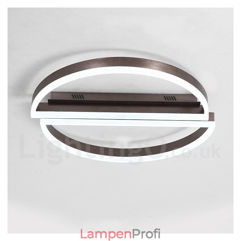 Runde, moderne Deckenleuchte aus Aluminium, Unterputzleuchte mit Ferndimmer, kann auch als Wandleuchte verwendet werden