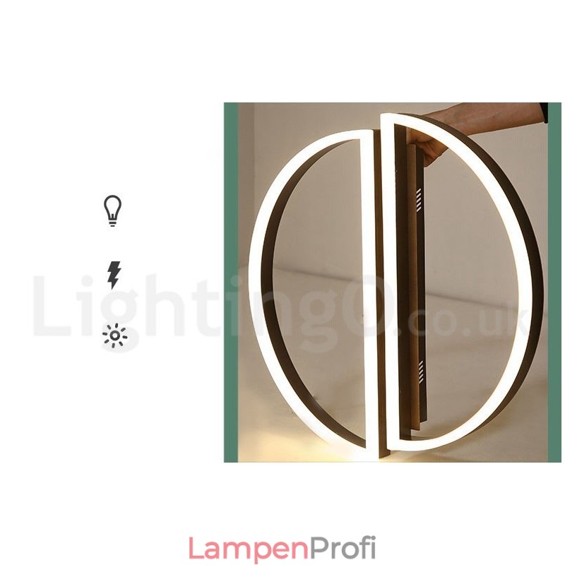 Runde, moderne Deckenleuchte aus Aluminium, Unterputzleuchte mit Ferndimmer, kann auch als Wandleuchte verwendet werden