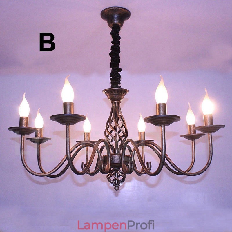6 Licht Rustikalen Retro Vintage Schwarz Weiß Anhänger Kerze Kronleuchter