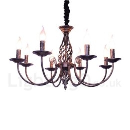 6 Licht Rustikalen Retro Vintage Schwarz Weiß Anhänger Kerze Kronleuchter
