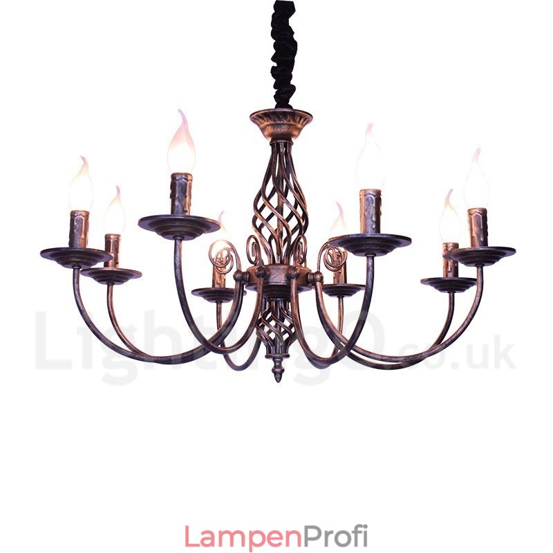 6 Licht Rustikalen Retro Vintage Schwarz Weiß Anhänger Kerze Kronleuchter