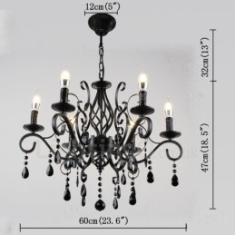 6 Licht Kristall rustikalen Retro Vintage schwarz weiß blau Anhänger Kerze Kronleuchter