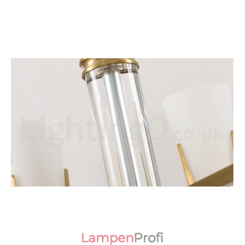 Retro Vintage Messing Kristalle Anhänger Kerze Kronleuchter mit Glasschirmen
