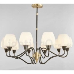 Retro Vintage Messing Pendelleuchter mit Kerzenhalter und Glasschirmen