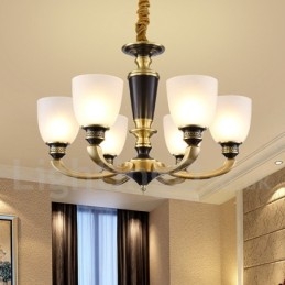 Luxuriöser rustikaler Retro-Vintage-Kerzenleuchter aus reinem Messing mit Glasschirmen