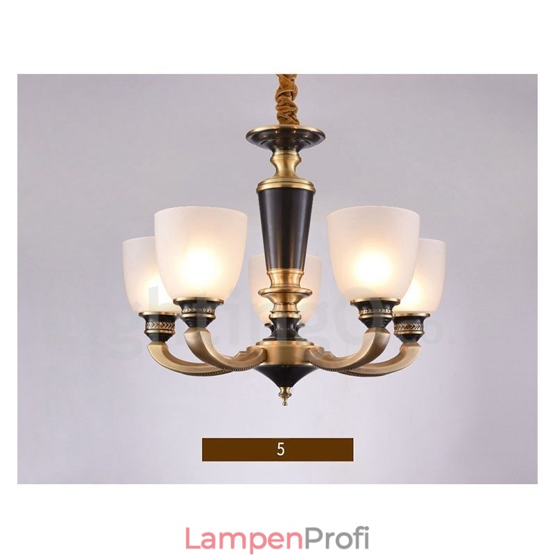 Luxuriöser rustikaler Retro-Vintage-Kerzenleuchter aus reinem Messing mit Glasschirmen