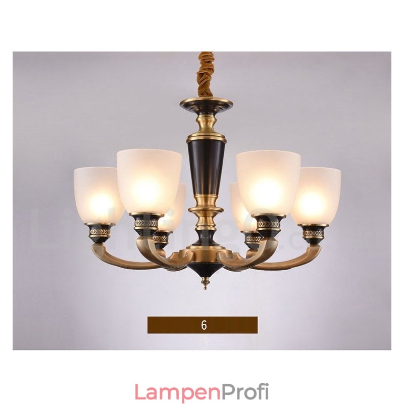 Luxuriöser rustikaler Retro-Vintage-Kerzenleuchter aus reinem Messing mit Glasschirmen