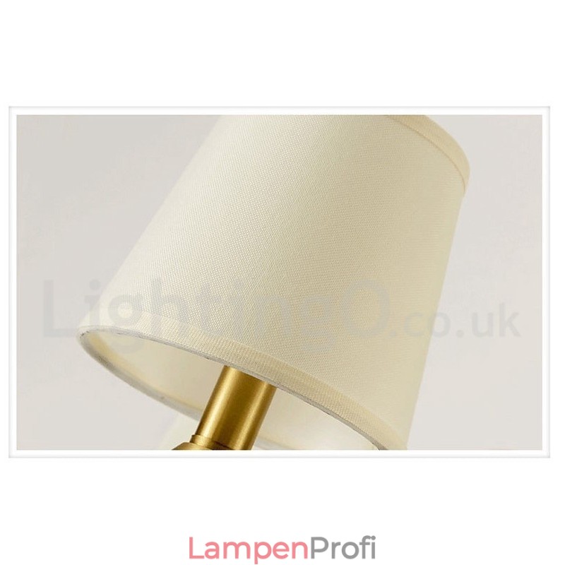 Luxuriöser rustikaler Retro-Vintage-Keramik-Pendelleuchter aus reinem Messing mit Stoffschirmen