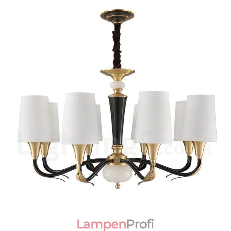 Luxuriöser rustikaler Retro-Kerzenleuchter aus reinem Messing im Vintage-Stil mit Steinanhänger und Glasschirmen