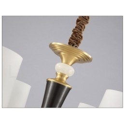 Luxuriöser rustikaler Retro-Kerzenleuchter aus reinem Messing im Vintage-Stil mit Steinanhänger und Glasschirmen