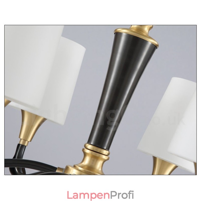 Luxuriöser rustikaler Retro-Kerzenleuchter aus reinem Messing im Vintage-Stil mit Steinanhänger und Glasschirmen