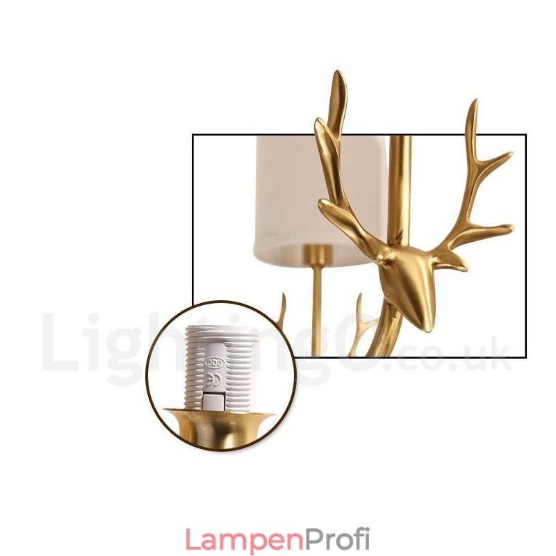 Luxuriöser rustikaler Retro-Vintage-Kerzenleuchter aus reinem Messing mit Stoffschirmen