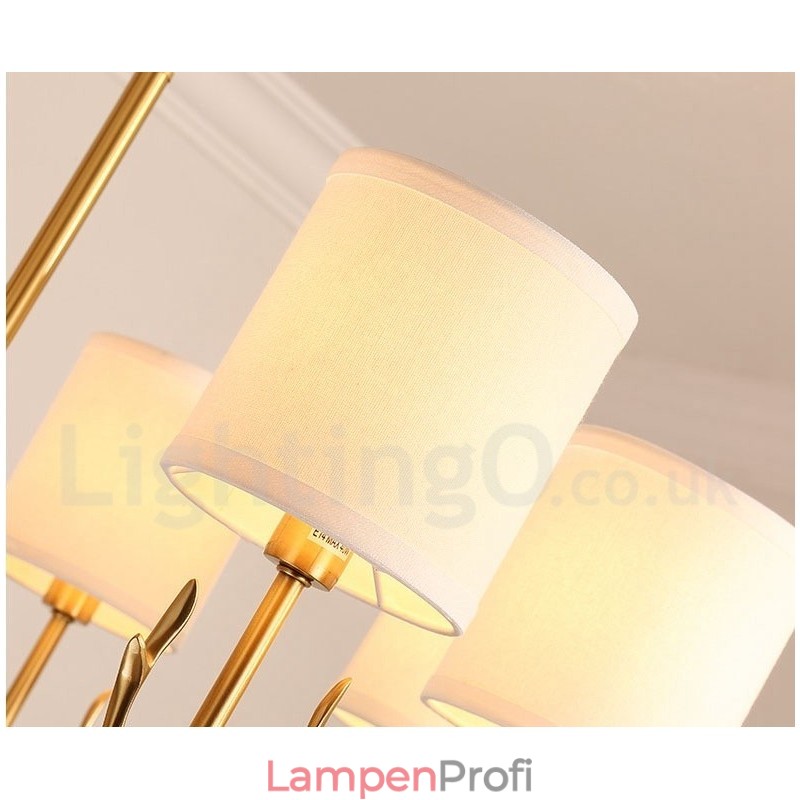 Luxuriöser rustikaler Retro-Vintage-Kerzenleuchter aus reinem Messing mit Stoffschirmen