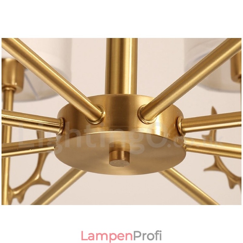 Luxuriöser rustikaler Retro-Vintage-Kerzenleuchter aus reinem Messing mit Stoffschirmen