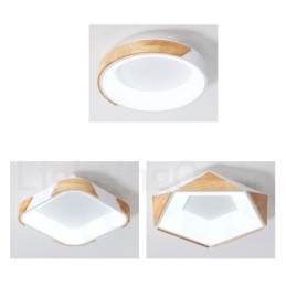 Dimmbare mehrfarbige Deckenleuchte aus fünfeckigem Holz mit Acrylschirm, Deckenlampe im nordischen Stil