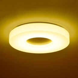 Dimmbare ultradünne runde Deckenleuchte aus Holz mit Acrylschirm Deckenlampe im nordischen Stil