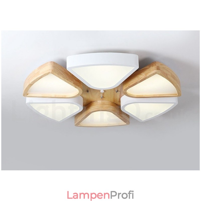 Dimmbare ultradünne Deckenleuchte aus Blütenholz mit Acrylschirm, Deckenlampe im nordischen Stil