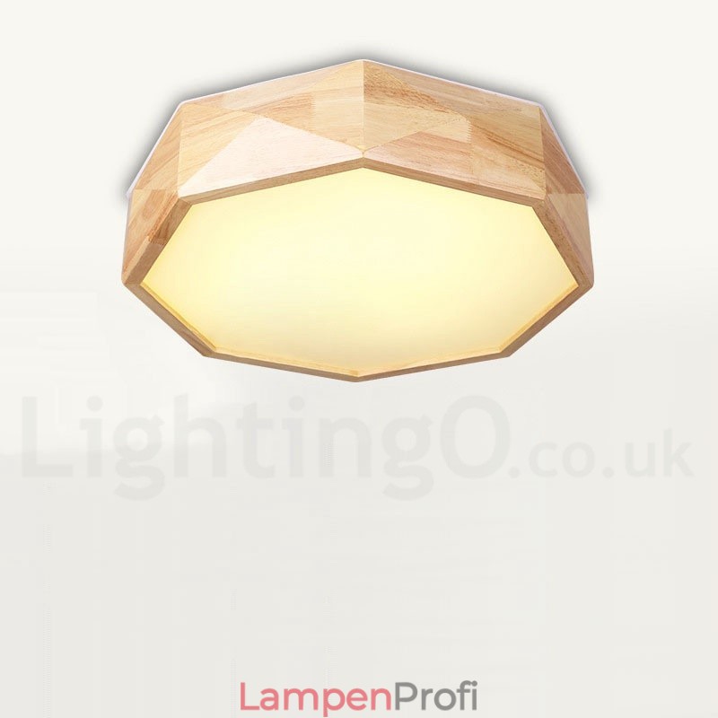 Dimmbare Deckenleuchte aus Holz mit Acrylschirm Deckenlampe im nordischen Stil