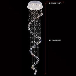 Kristall Pendelleuchte Kronleuchter Beleuchtung 4 Lichter Silber Canpoy Klar K9 Kristall Helix Deckenleuchten H150CM