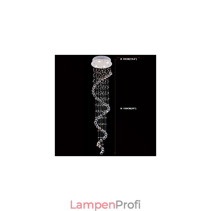 Kristall Pendelleuchte Kronleuchter Beleuchtung 4 Lichter Silber Canpoy Klar K9 Kristall Helix Deckenleuchten H150CM