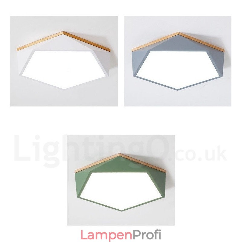 Dimmbare Macaron Multi Farben Holz Deckenleuchte mit Acrylschirm Deckenlampe Nordischer Stil