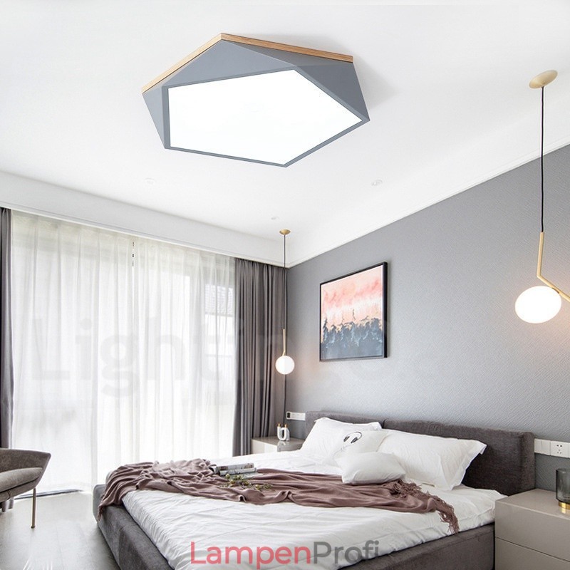 Dimmbare Macaron Multi Farben Holz Deckenleuchte mit Acrylschirm Deckenlampe Nordischer Stil