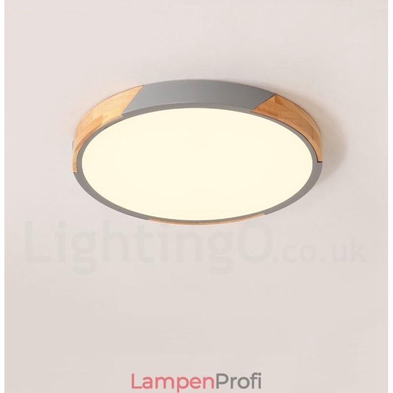 Dimmbare Macaron Multi Colours Holz Ultradünne Deckenleuchte mit Acrylschirm Deckenlampe Nordischer Stil