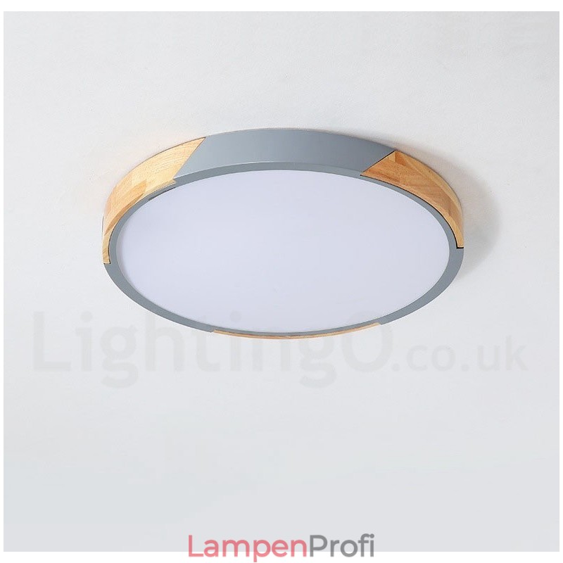 Dimmbare Macaron Multi Colours Holz Ultradünne Deckenleuchte mit Acrylschirm Deckenlampe Nordischer Stil