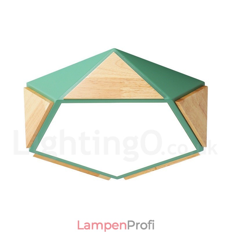 Dimmbare Macaron Multi Farben Holz Deckenleuchte mit Acrylschirm Deckenlampe Nordischer Stil
