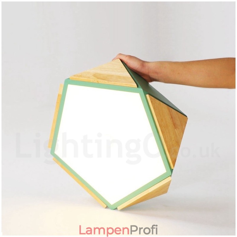 Dimmbare Macaron Multi Farben Holz Deckenleuchte mit Acrylschirm Deckenlampe Nordischer Stil