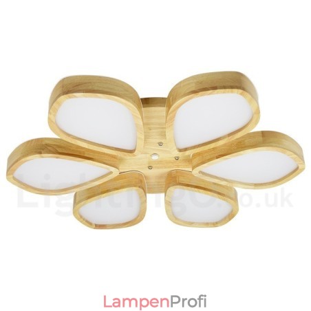 Deckenleuchte mit Blütenblatt-Design aus Holz mit Acrylschirm, Deckenlampe im nordischen Stil Deckenleuchte mit Blütenblatt-Design aus Holz mit Acrylschirm, Deckenlampe im nordischen Stil