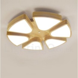 Deckenleuchte mit Blütenblatt-Design aus Holz mit Acrylschirm, Deckenlampe im nordischen Stil