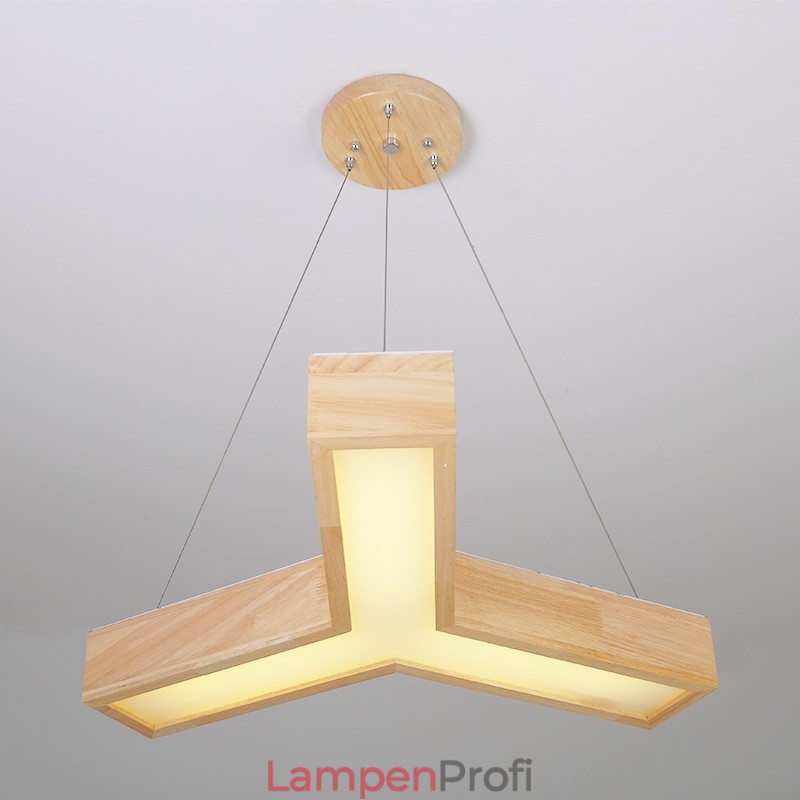 Moderne dreieckige Pendelleuchte aus Holz