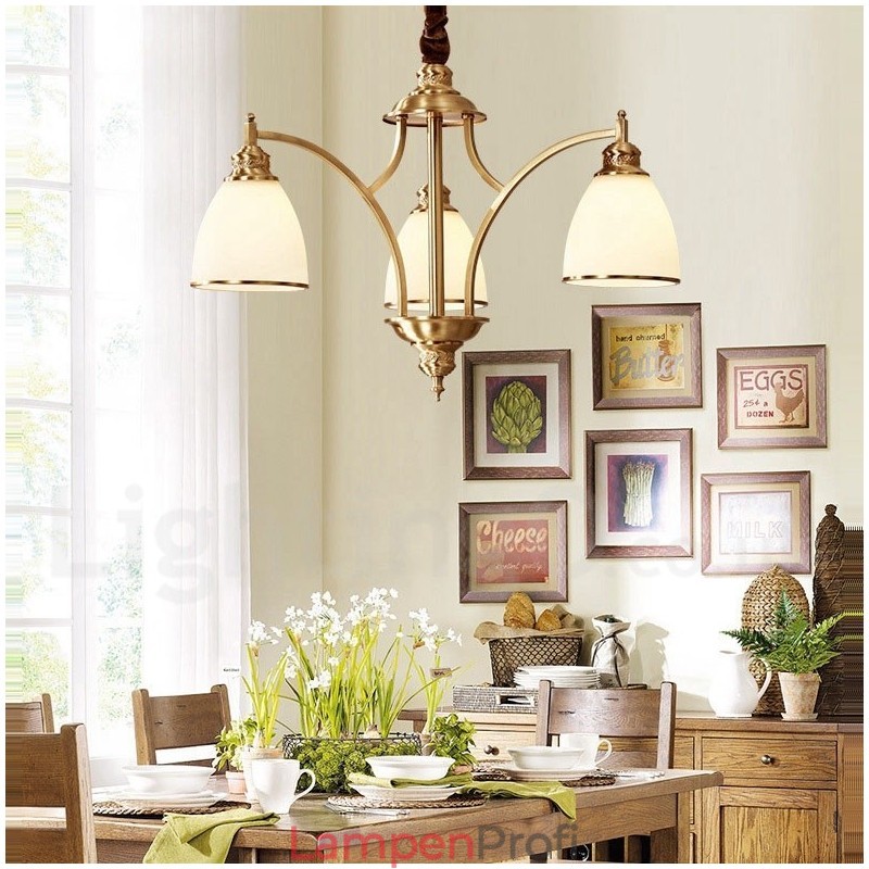 Großer luxuriöser rustikaler Retro-Vintage-Kronleuchter aus reinem Messing mit Glasschirmen