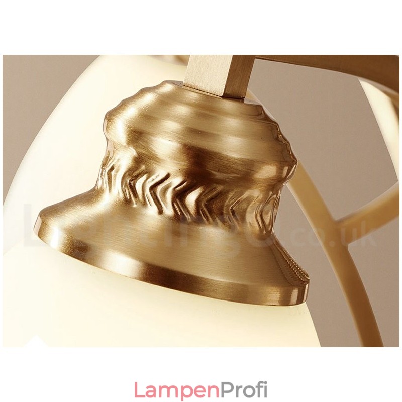Großer luxuriöser rustikaler Retro-Vintage-Kronleuchter aus reinem Messing mit Glasschirmen