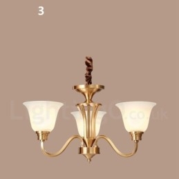 Großer luxuriöser rustikaler Retro-Vintage-Kronleuchter aus reinem Messing mit Glasschirmen