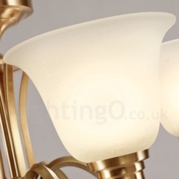 Großer luxuriöser rustikaler Retro-Vintage-Kronleuchter aus reinem Messing mit Glasschirmen