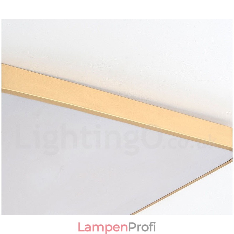 Ultradünne, rechteckige, dimmbare, moderne Deckenleuchte aus Messing im nordischen Stil mit Acrylschirm, kann auch als Wandleuchte verwendet werden.