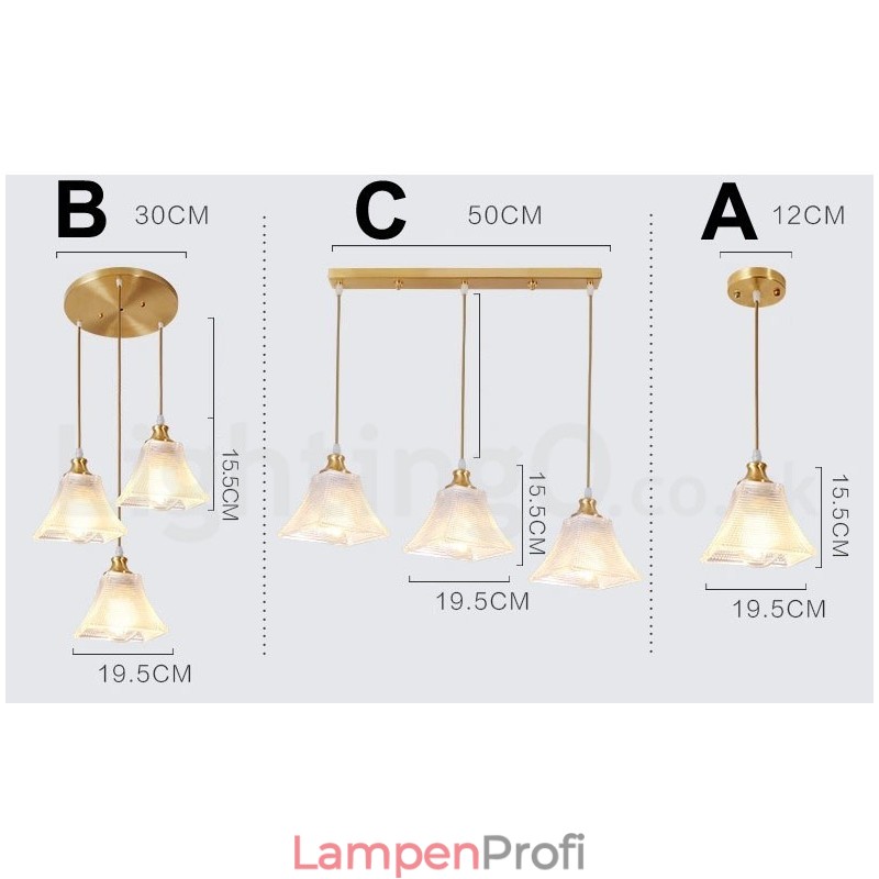 Hängeleuchte im rustikalen Lodge-Stil aus reinem Messing mit Glasschirm