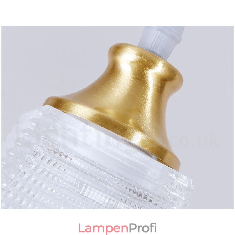 Hängeleuchte im rustikalen Lodge-Stil aus reinem Messing mit Glasschirm