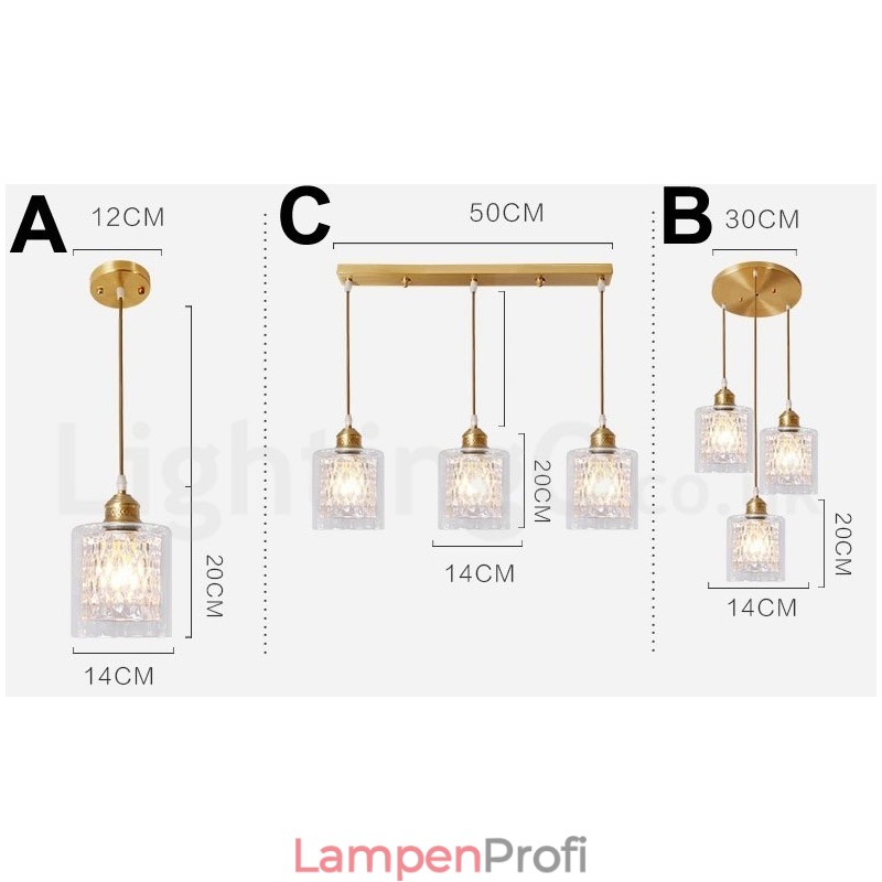 Hängeleuchte im rustikalen Lodge-Stil aus reinem Messing mit Glasschirm