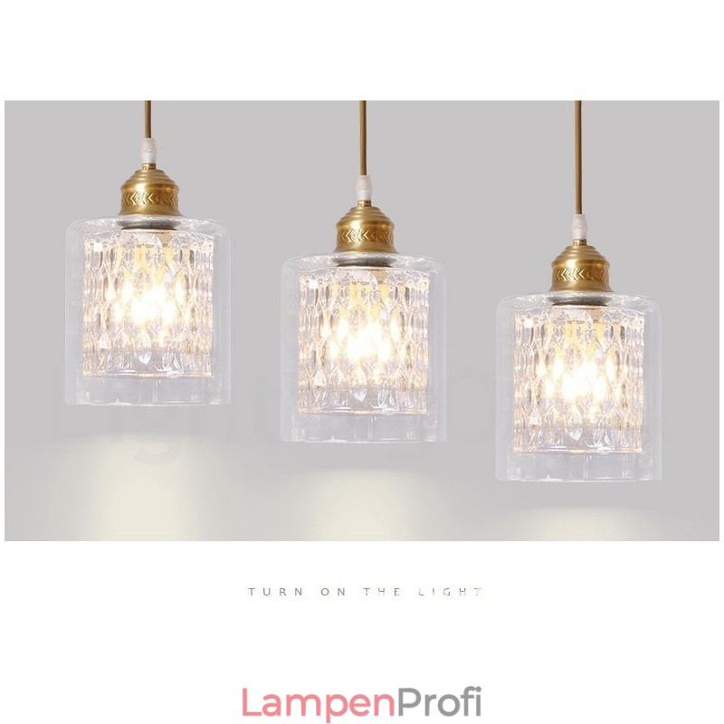 Hängeleuchte im rustikalen Lodge-Stil aus reinem Messing mit Glasschirm