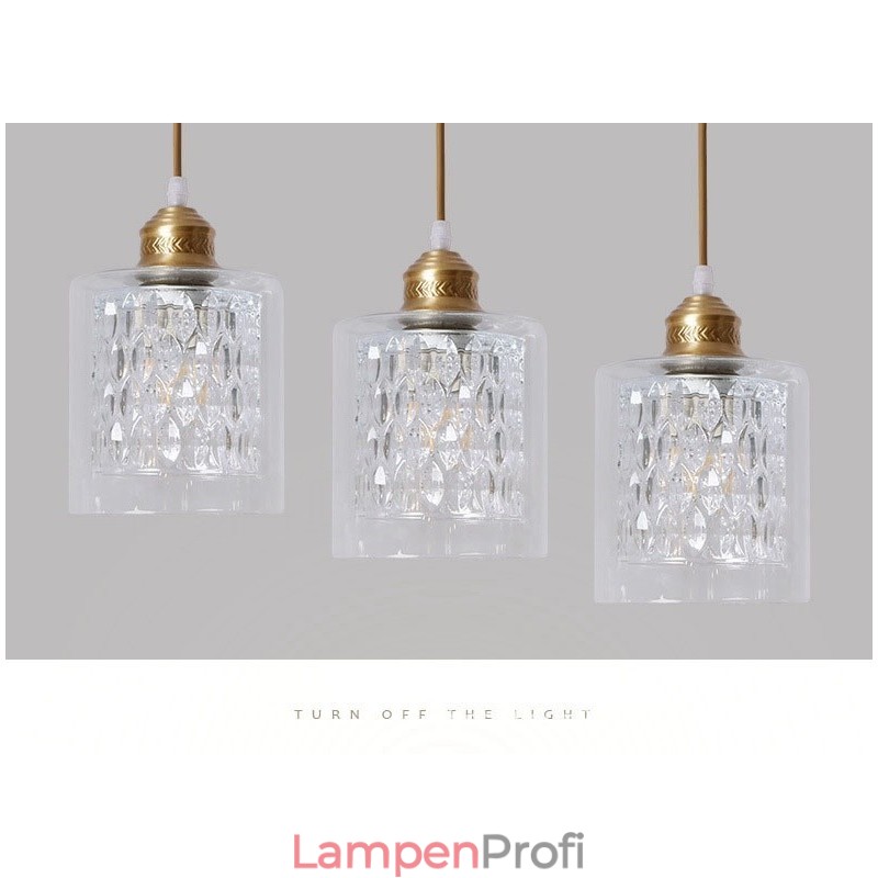 Hängeleuchte im rustikalen Lodge-Stil aus reinem Messing mit Glasschirm